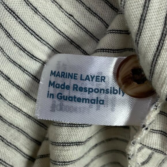 Marine Layer Henley Shirt Men's XL Ivory Black Stripe Long Sleeve - Picture 8 of 10